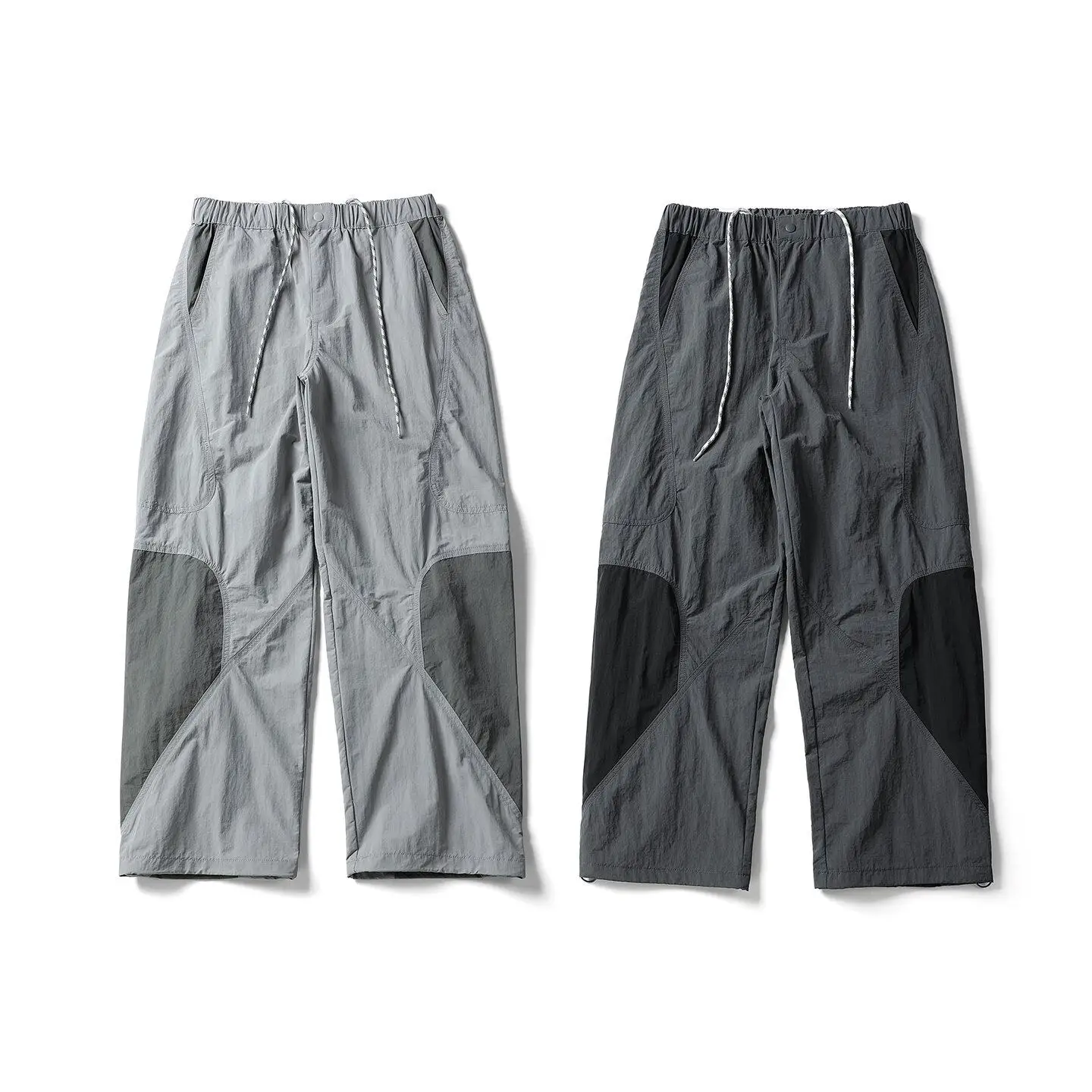 

Japanese Retro Contrasting Splicing Quick Drying Sports Pants for Men Outdoor Functional Style Wide Leg Casual Pants