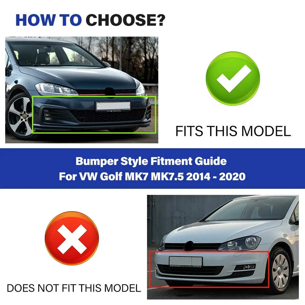 FOR 2015-2021 VW GOLF R GTI MK7 MK7.5 Front Bumper Lip Spoiler Splitter Body Kit - view 2