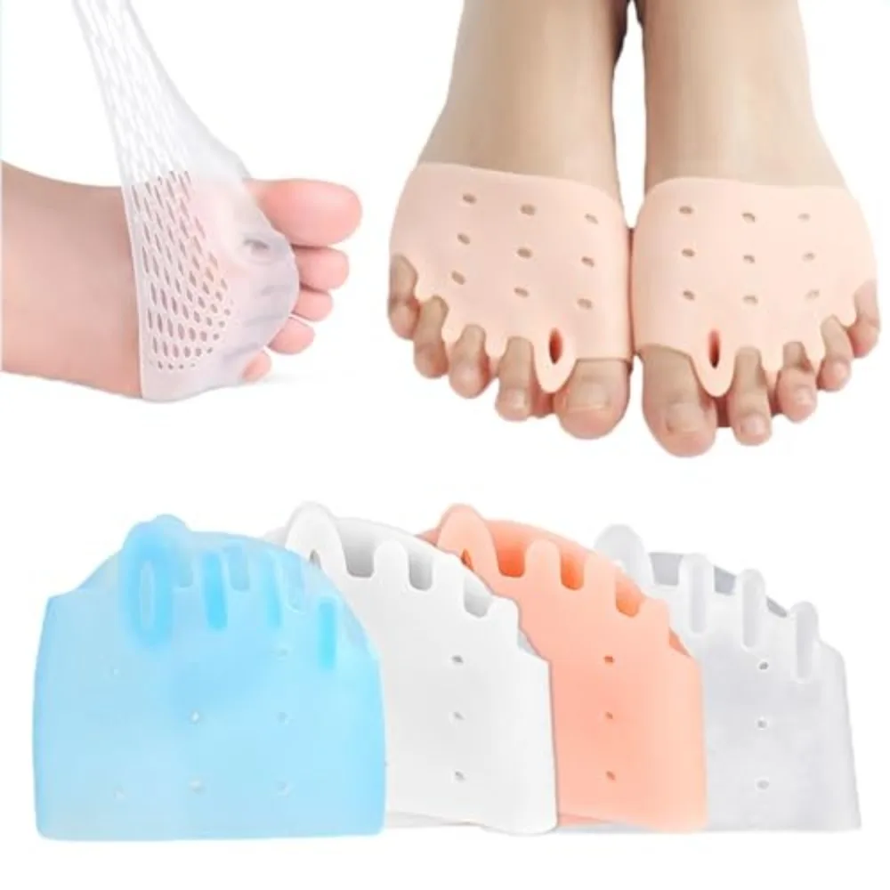 2Pcs Five Toes Forefoot Pads Breathable Relieve Pain Silicone Toe Separator Cushion Pad Soft Foot Toe Valgus Corrector Pads