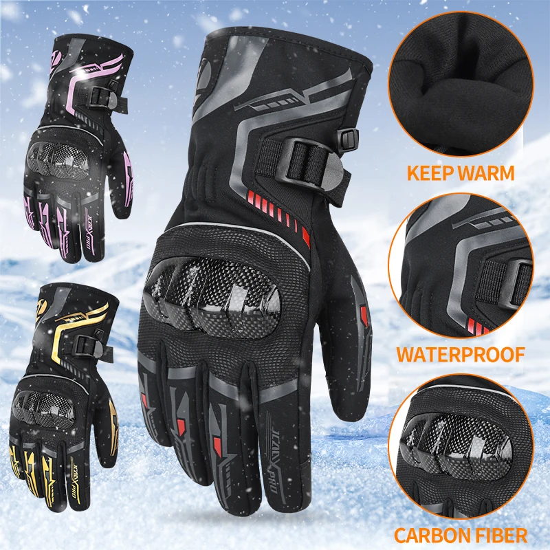 Motorcycle Glove Knuckle - Luvas de inverno para motocicleta masculinas,
