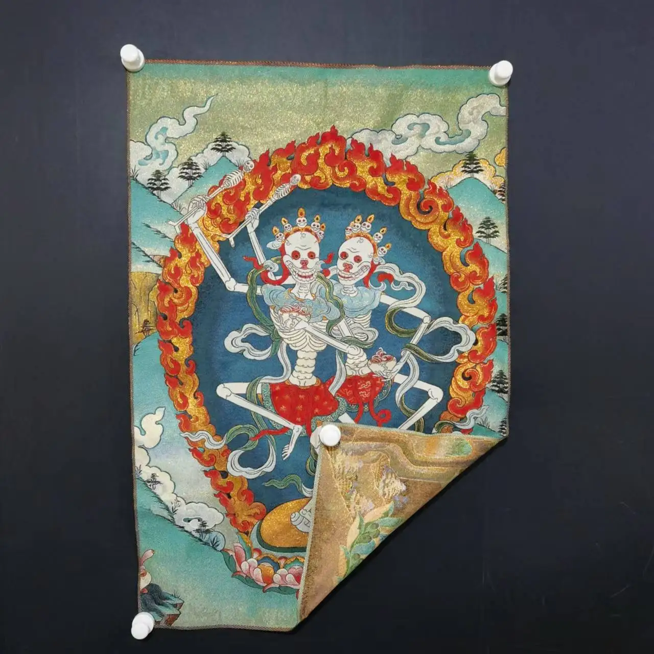 Tangka Embroidery Corpse Tornado Main Statue Chinese Home Decoration Hanging Painting