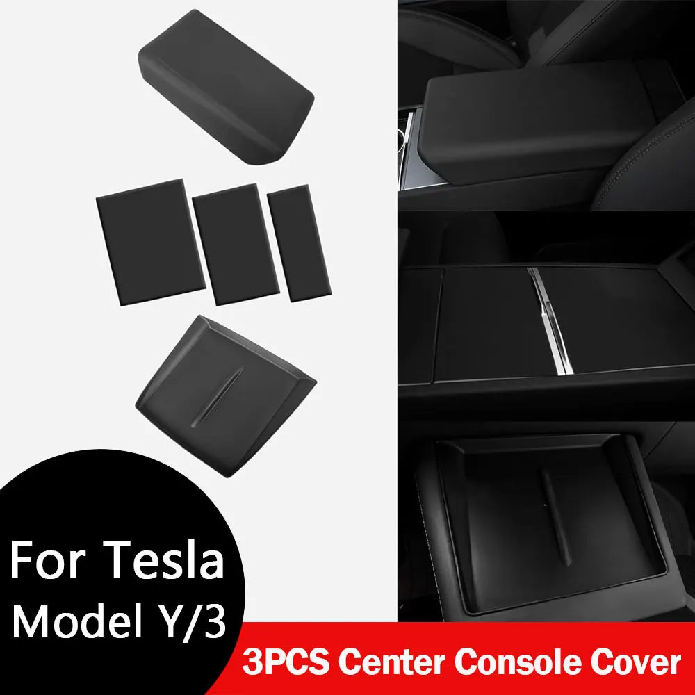 

Комплект из 3 накладок на центральную консоль для Tesla Model Y Juniper и Model 3 Highland: накладка на подлокотник, статическая накладка для беспроводной зарядки центральной консоли