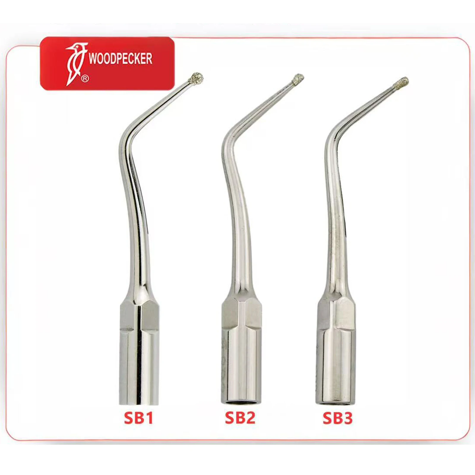 Woodpecker Original Dental Scaler Tips Scaling With Diamond-coated SB1 SB2 SB3 for EMS UDS REFINE Ultrasonic Handpiece