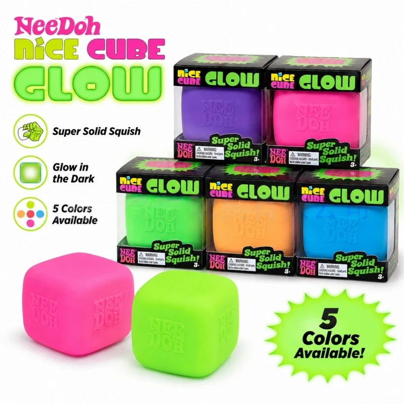 Fluorescent Color-Changing Cube Squishy Toy, Fast Rebound Sensory Vent Toy, Mini Casual Finger Sensory Stress Relief Toy