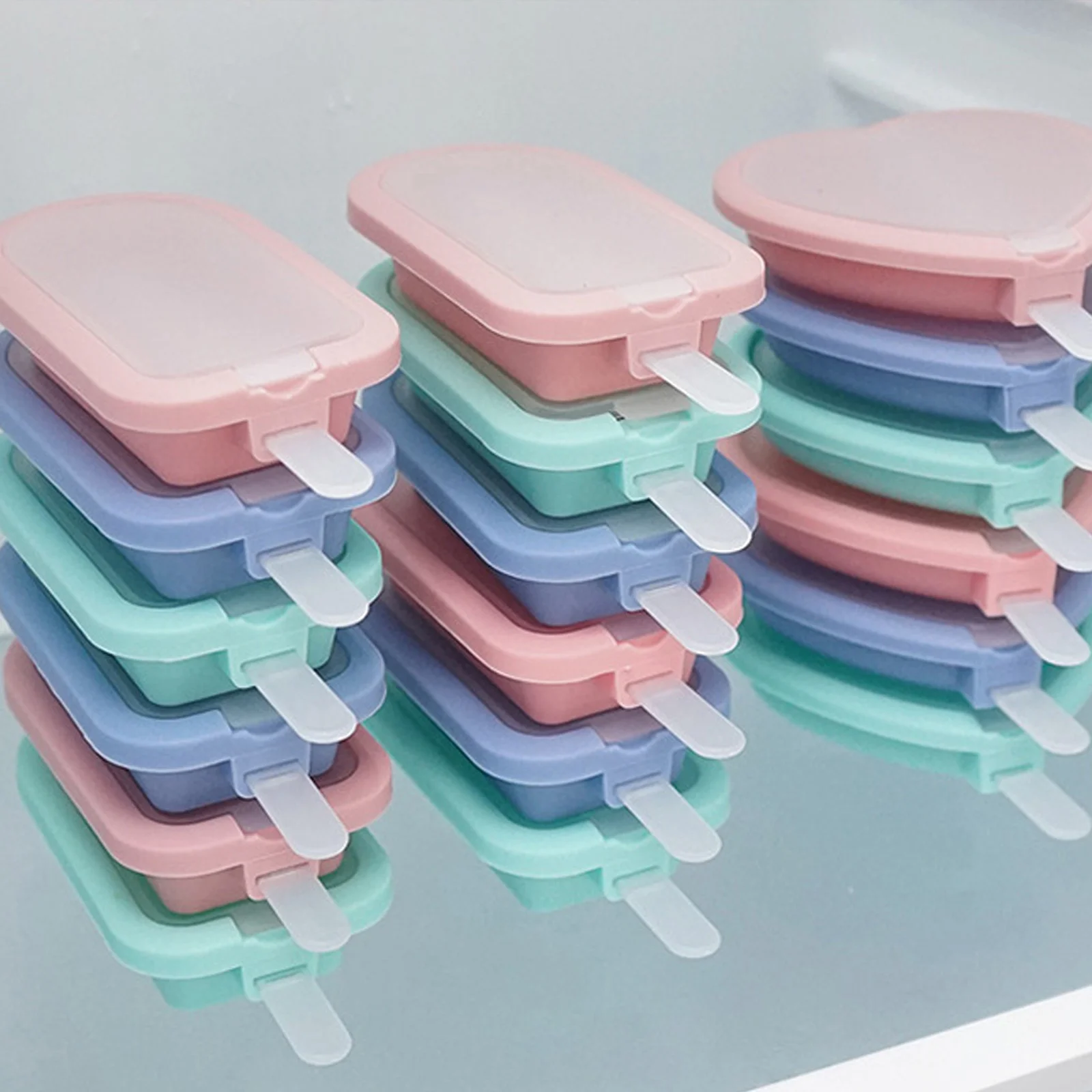 

8pcs Ice Cream Mold Silicone Maker Multi-Use Summer Ice Mold For Chocolate Jelly Yogurt Freezer Treats Creative Shapes