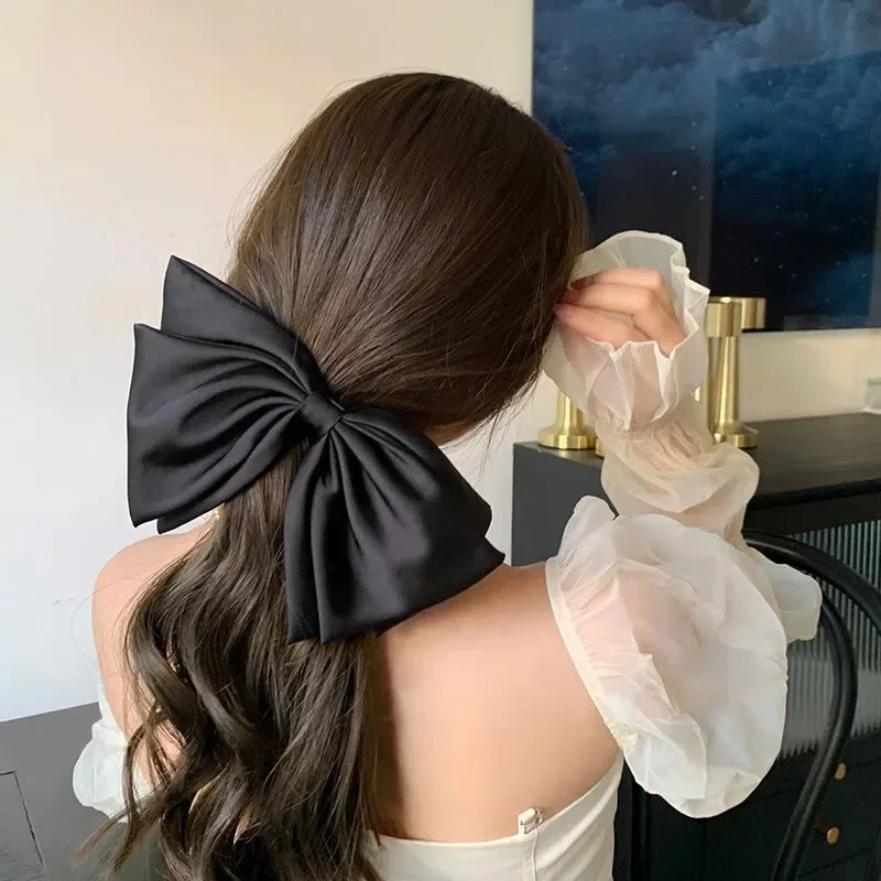 

Large Ribbon Bowknot Hair Clips Korean Fashion Black Hairpins Elegant Women Girls Barrettes Hair Accessories Hairgrips Headwear