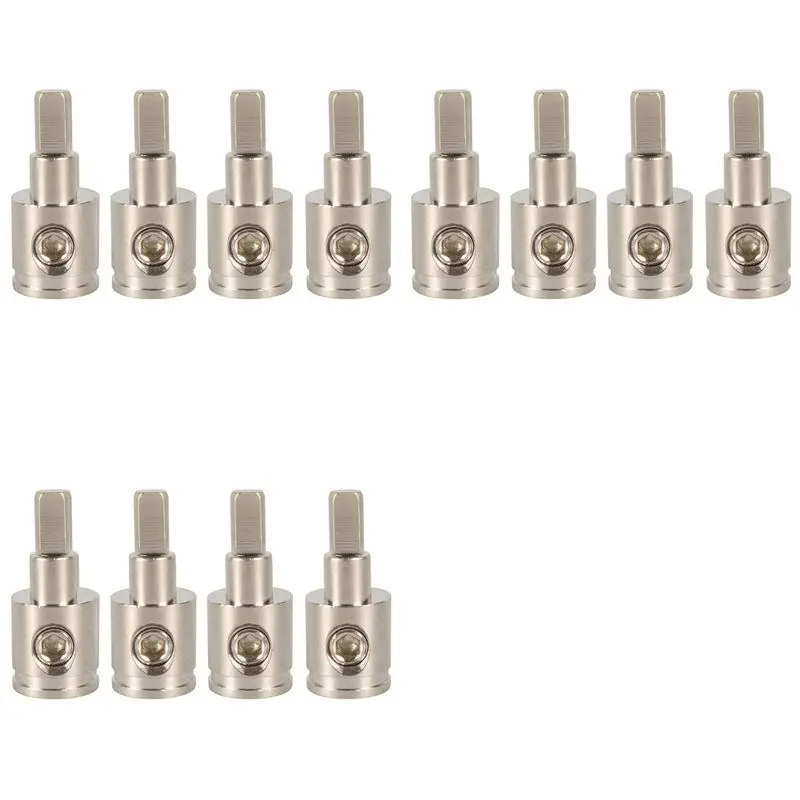 【HOT-SELLING!】Amp Input Reducer 0 Gauge To 4 Gauge Wire Reducer Power/Ground GA Adapters Nickel Plated Brass 12PCS
