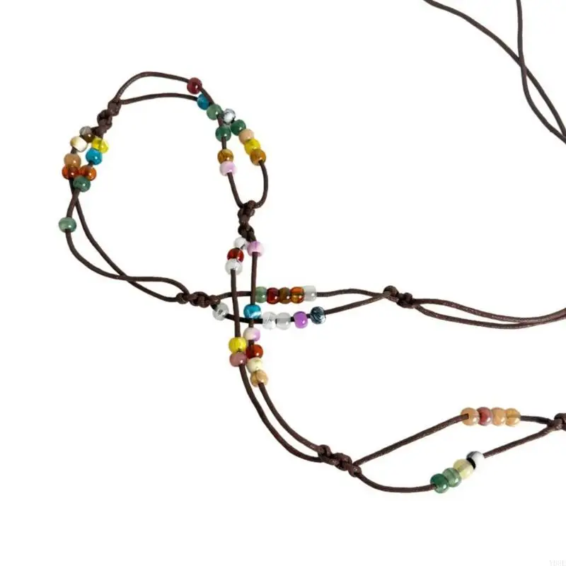 Braided Waist Chain Belt, Brown PU Tie Design With Decorative Accents, 133 Adjustable Waist Accessory for Dresses and Y08E