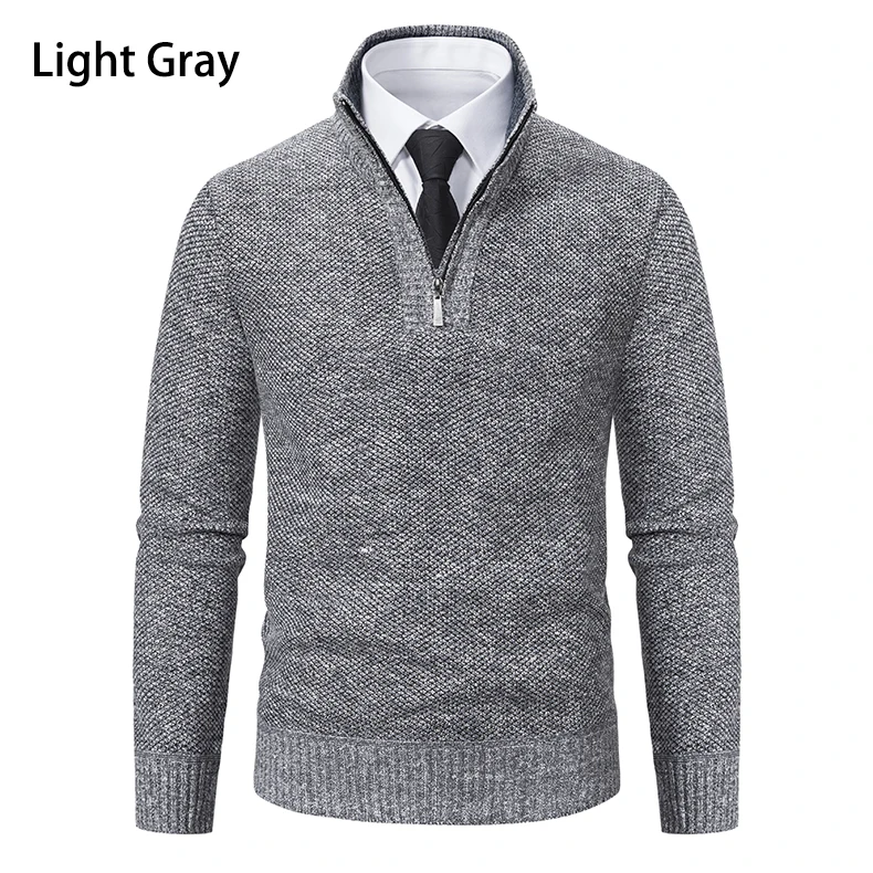Herren Pullover Herbst und Winter neue Strickwaren einfarbig mit einem unteren Hemd greifen Fleece warmen und bequemen Pullover – Detail 11