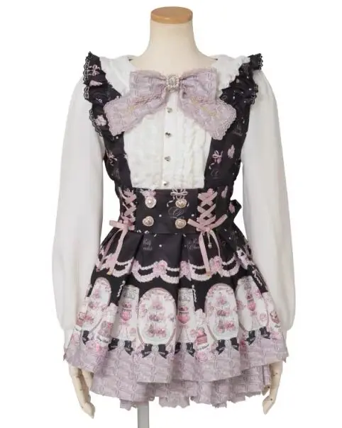 Liz Nieuwe 2026 Lente Nieuwe Japanse Gesmolten Chocolade Jurk Set Zoete Meisjes Cartoon Print Lange Mouwen Slanke Top Rok Prinsessen Outfits