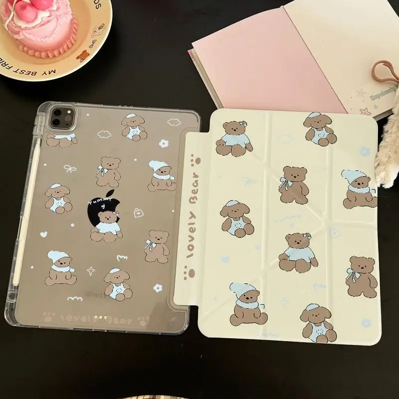 

Y-shaped Multiple Folds Case for IPad 2017 10.5 Inch 10.2 7th 8th 9th IPad Mini6 8.3 Pro 11 2nd 3rd 4th Air 4/5 10.9 Cute Bear