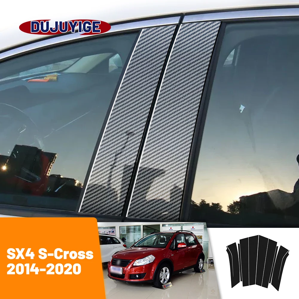 For Suzuki SX4 S-Cross 2014-2020 2015 2016 2017 2018 Carbon Fiber Window Door Column Deal B C Pillar Post Cover Trim Sticker