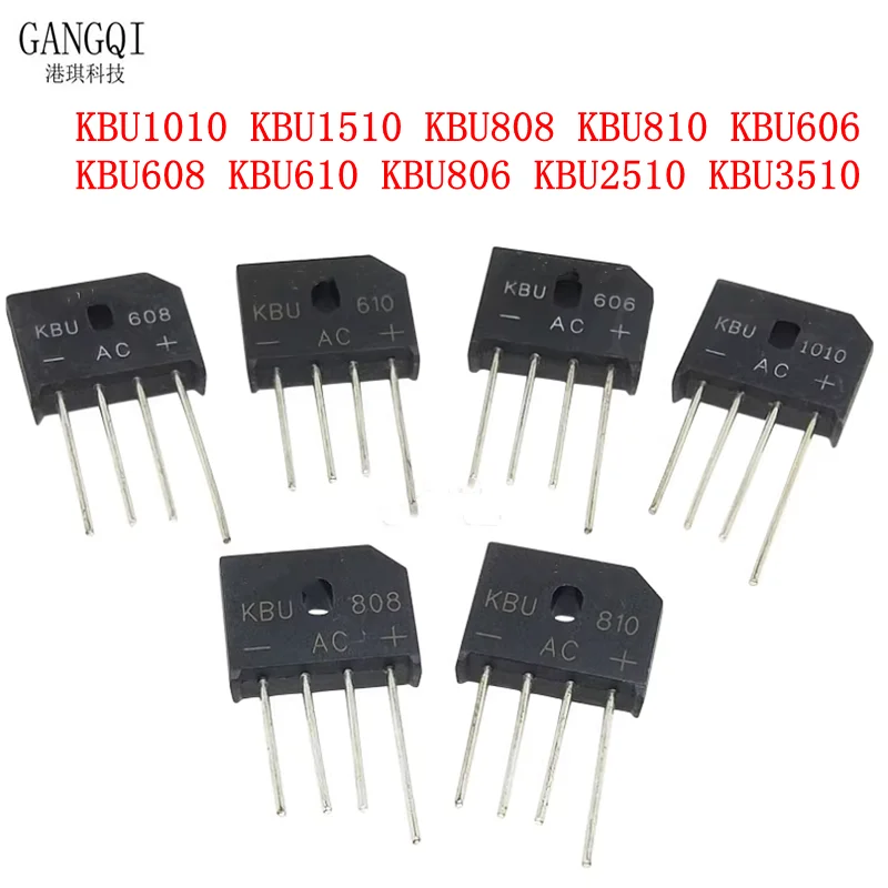 5PCS KBU1010 Diode Bridge KBU1510 KBU808 KBU810 KBU606 KBU608 KBU610 KBU806 KBU2510 KBU3510 BRIDGE RECTIFIERS