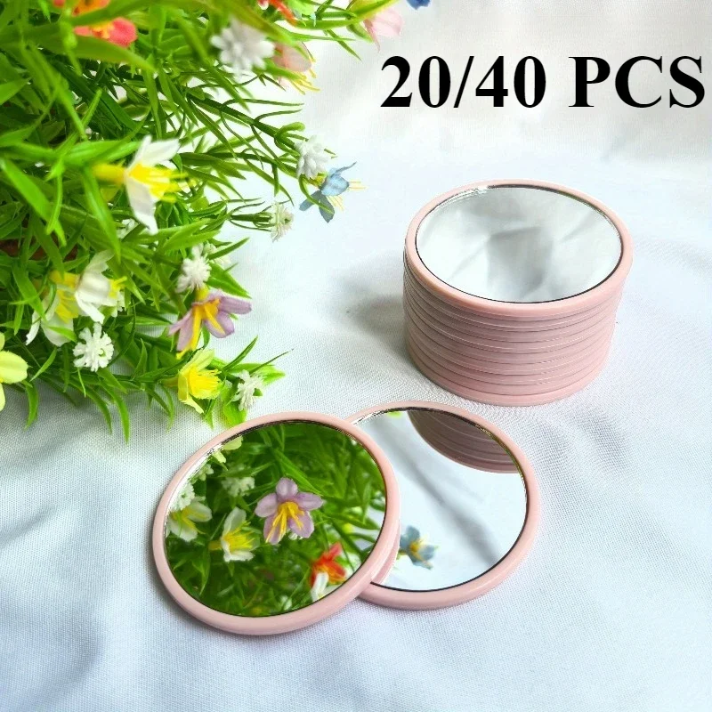 20/40pcs Round Handheld Mirrors Set Plastic Frame Travel Small Portable Makeup Mirrors Women's Valentine's Day Gifts Decorative