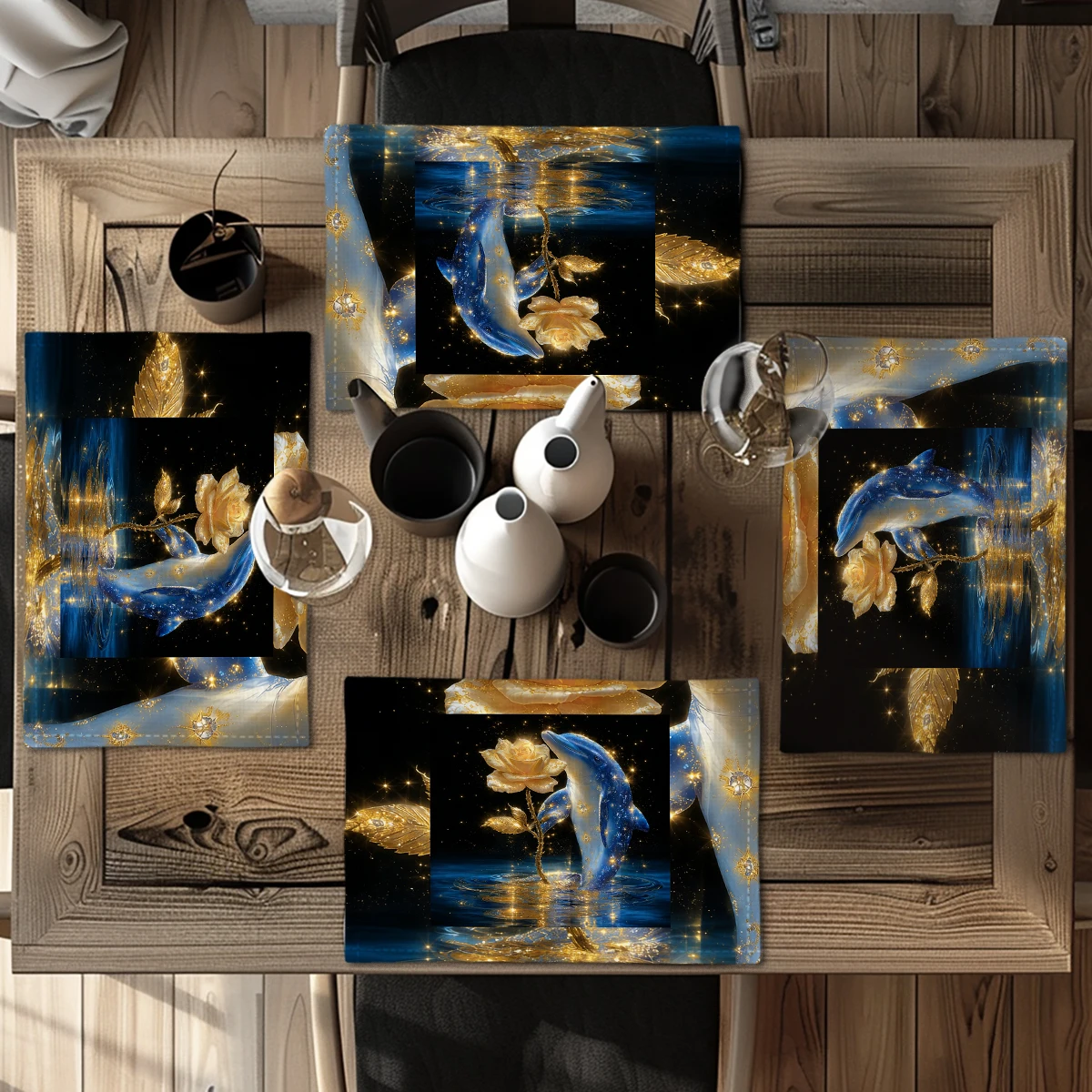 Exquisite Peacock Floral Pattern Polyester Placemat - Decorative Table Mat for Dining, Elegant Household Table Display Accessory