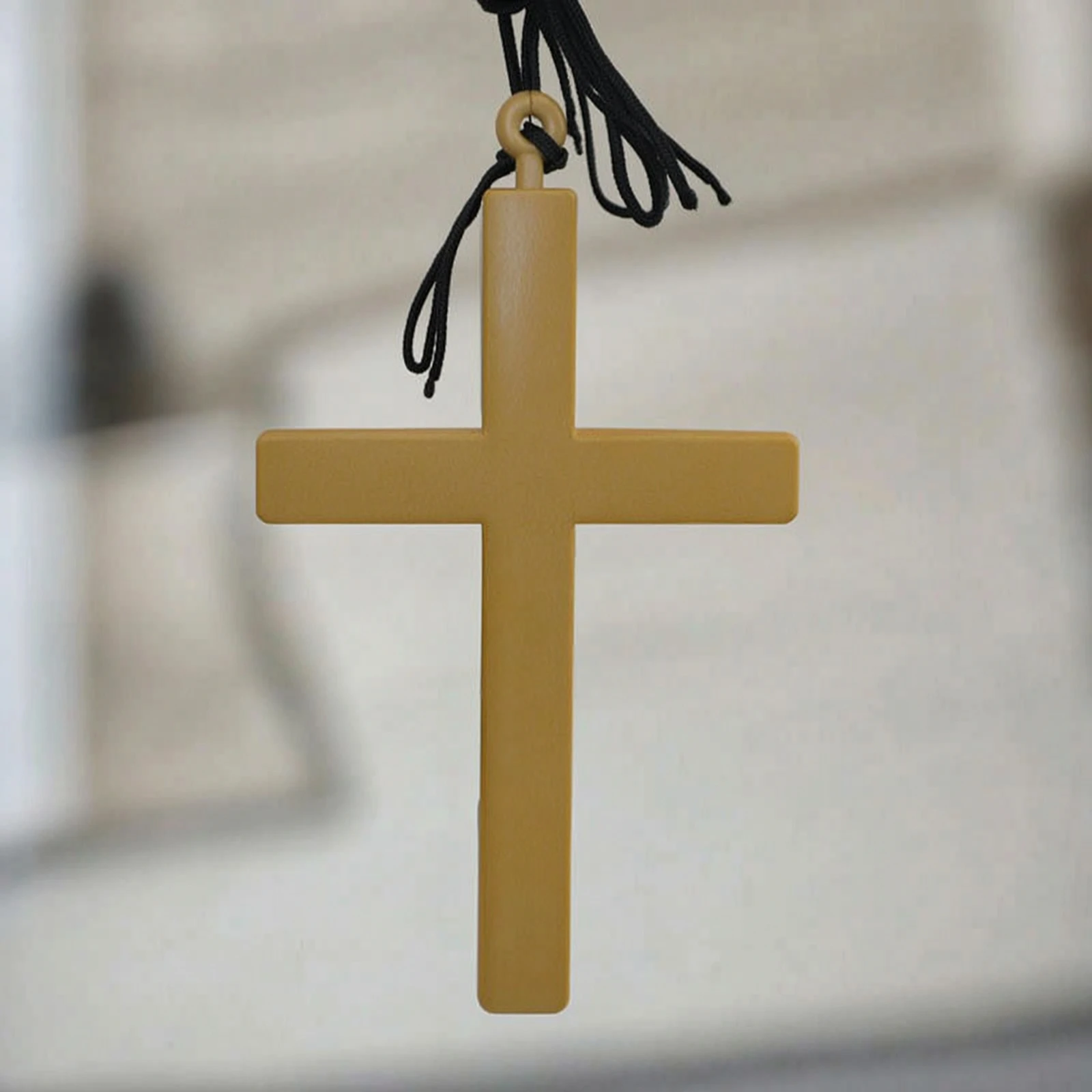 Cross Prop Minimalist Cross Pendant Necklace with Pendant Gender-Neutral Cord Necklace Comfortable for Priest, Halloween
