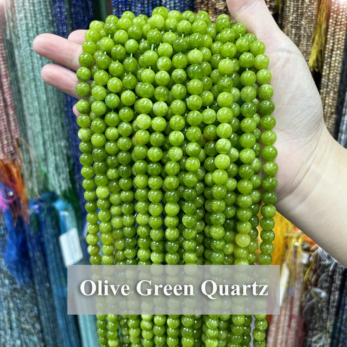 Natural Olive Green Quartz Beads 6 8 10mm Round Gemstone Loose Beads Bracelet Necklace DIY Making Supplies Jewelrys Accessories