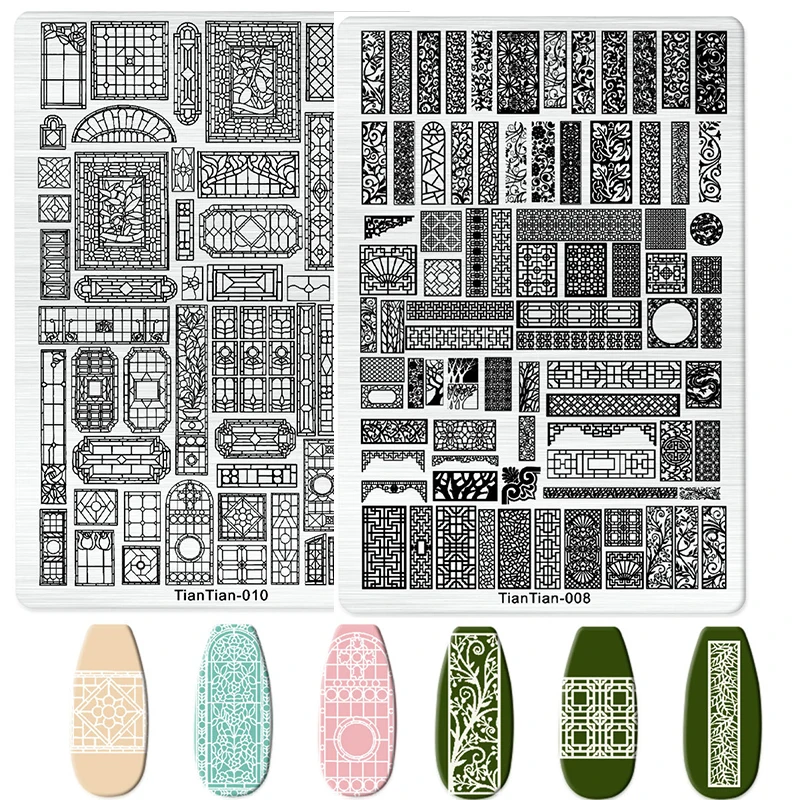Nail Art Stamping Plates Windows Butterfly Flower Design Stainless Steel Stamping Template 9.5*14.5cm Nail Image Printing Tools