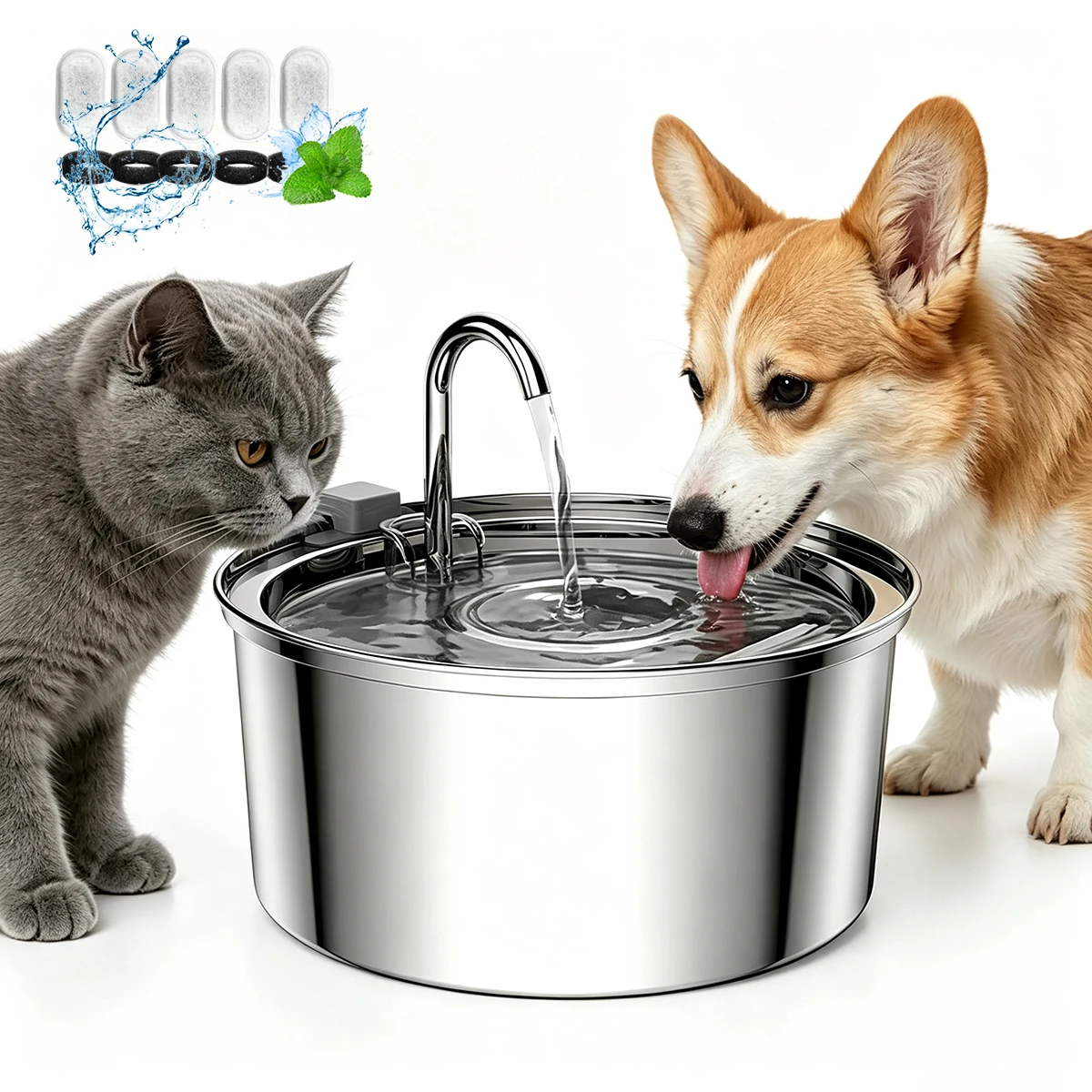 Fontaine d'eau automatique pour chat, distributeur d'eau Intelligent pour animaux de compagnie avec filtre, fontaine à boire pour chats et chiens, pompe à eau Ultra silencieuse