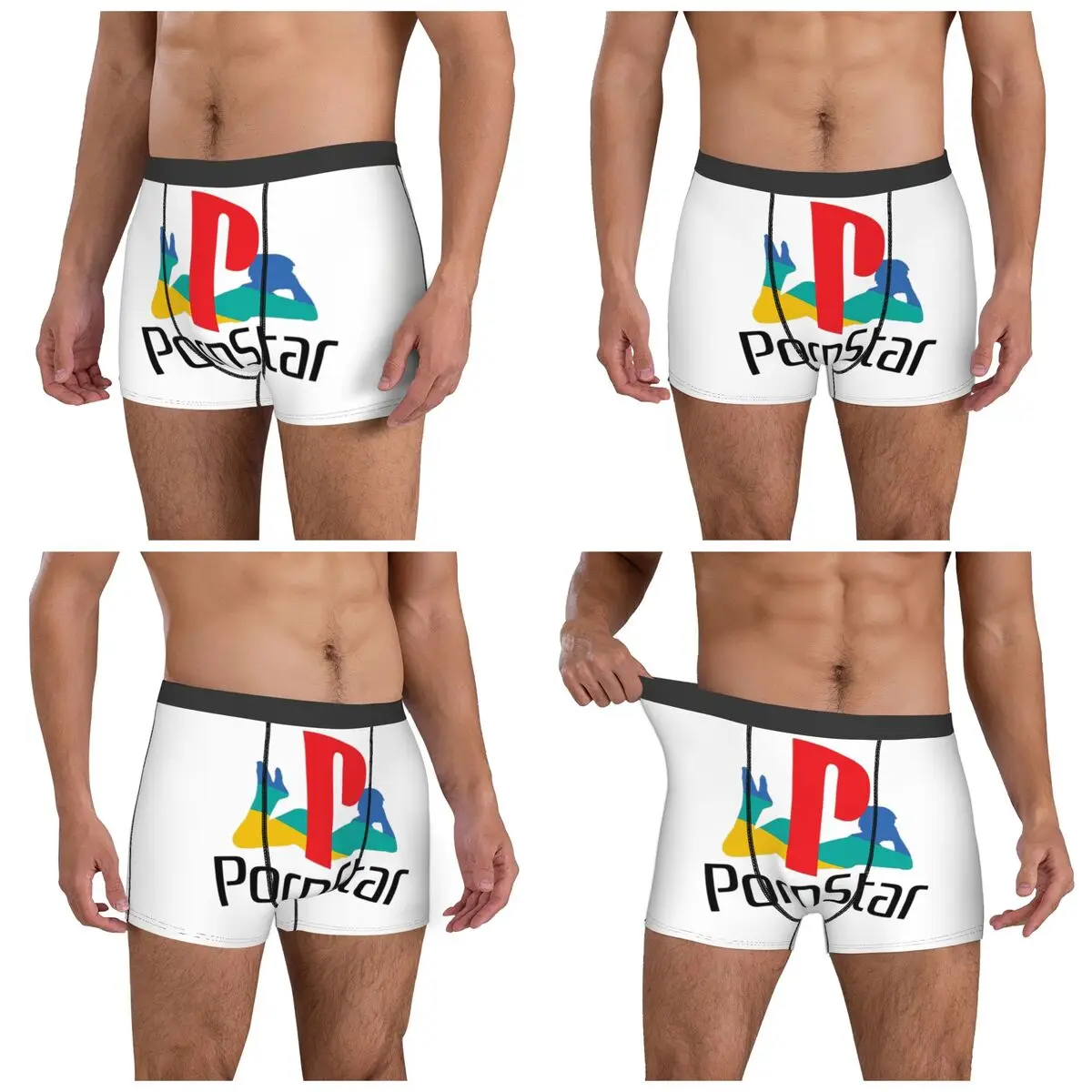 الملاكم السراويل السراويل Ps Pron ستار الأبيض سراويل الذكور تهوية الملابس الداخلية ل أوم رجل صديقها هدية