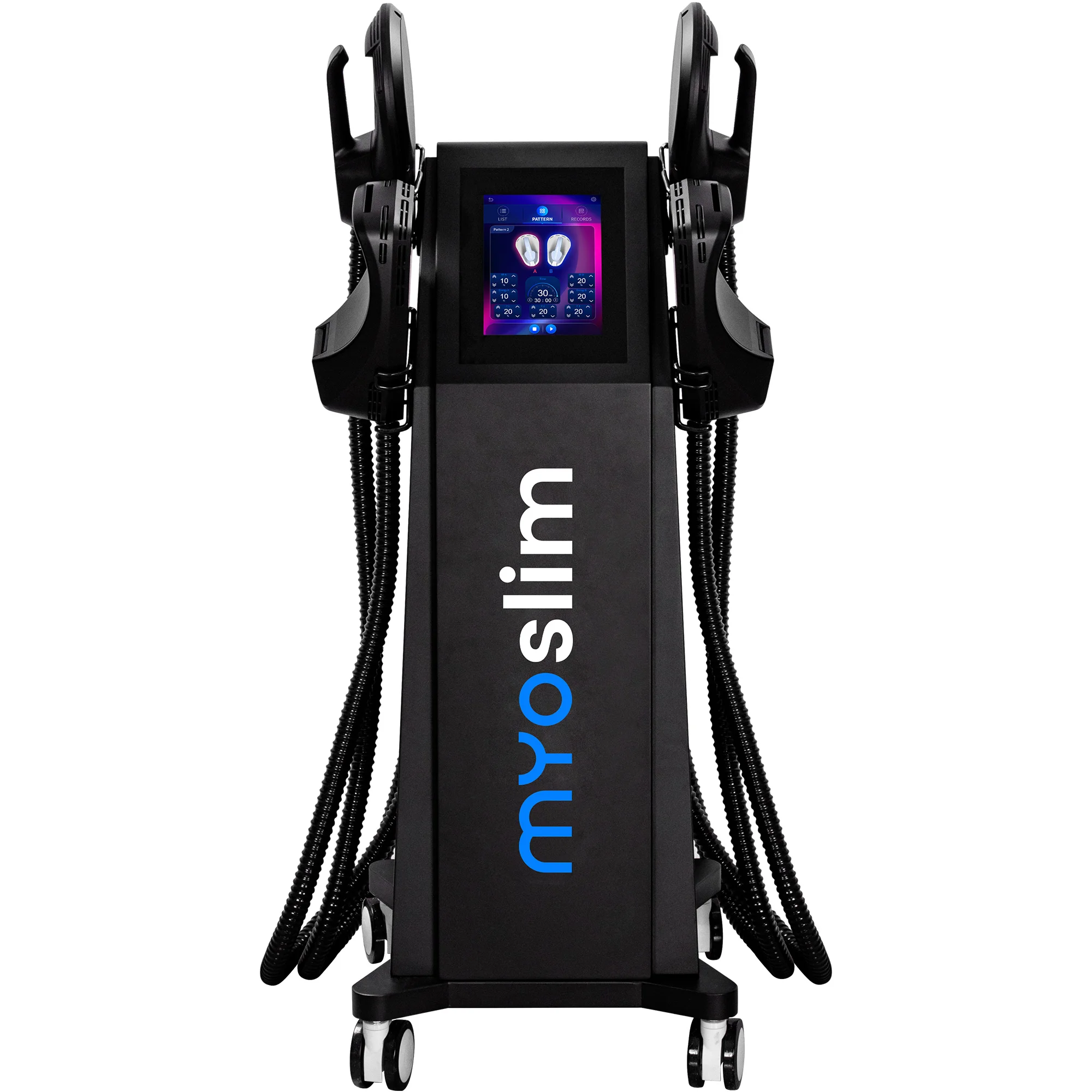 6500W High Power 4 Handles Myoslim EMS Body Sculpt Machine with Pure Copper Coil & 8 Language Touch Screen for Muscle Build Fat