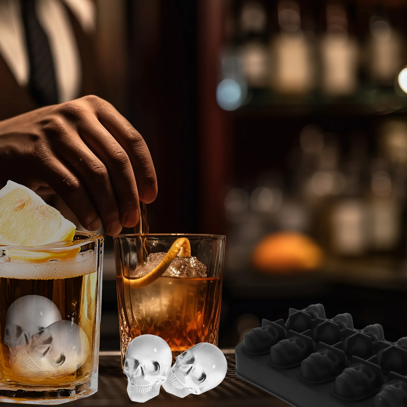 

Skull Cube Reusable Bpa-Free Tray For Whiskey Cocktail Coffee Smooth Easy Clean Dishwasher Safe Household Freezer Tool Summer