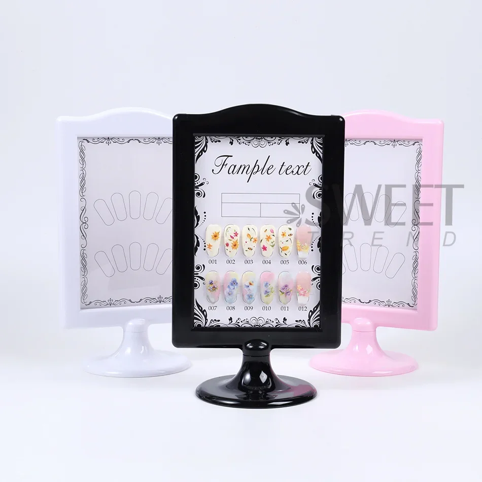 Double-sided Nail Display Stand Tips Nail Swatch Color Chart Board False Nail Sample Showing Rack Manicure Salon Display Tools