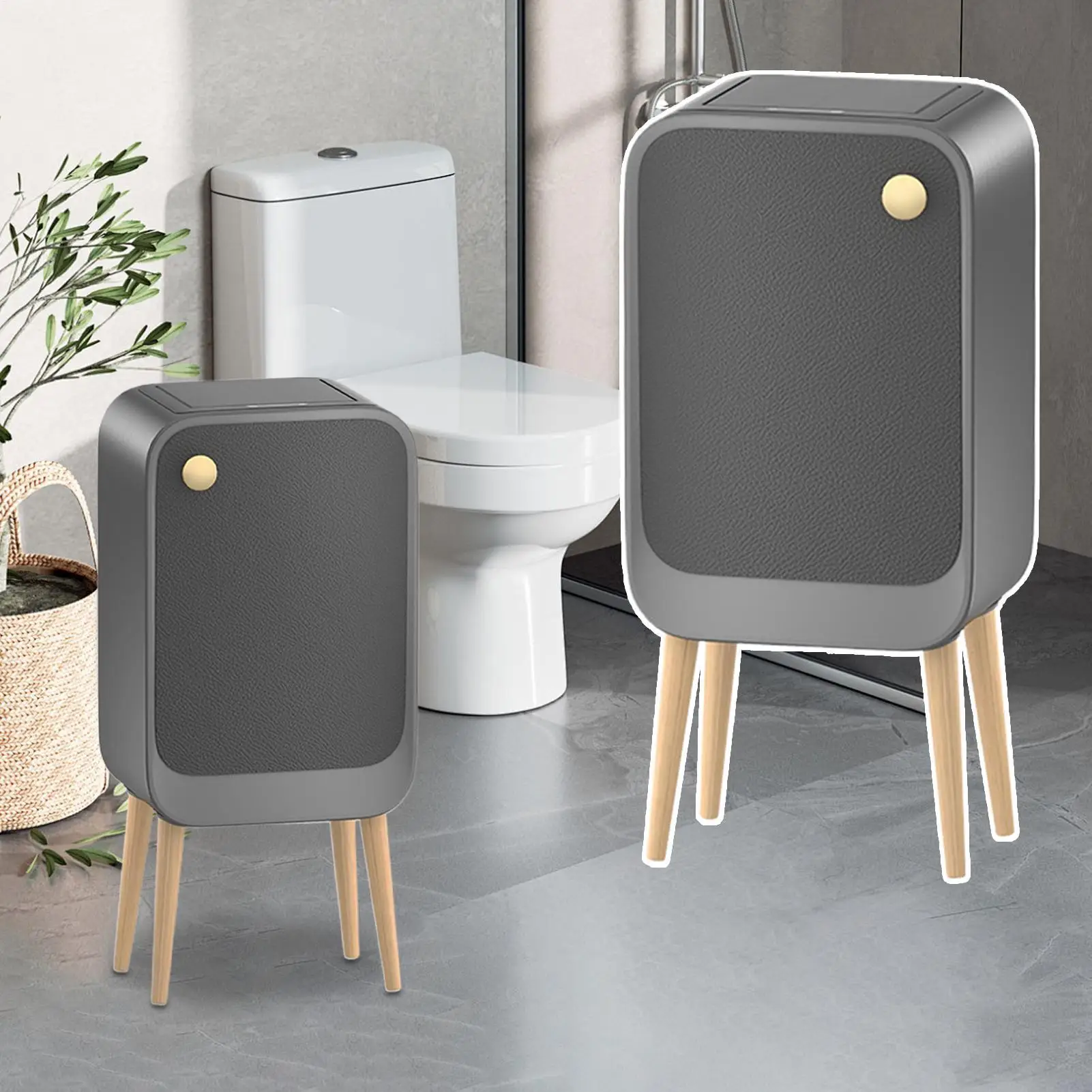 

20L Smart Sensor High-Legged Trash Can With Lid Electric Garbage Bin Side-Opening Waste Basket For Kitchen Restroom Trash Can