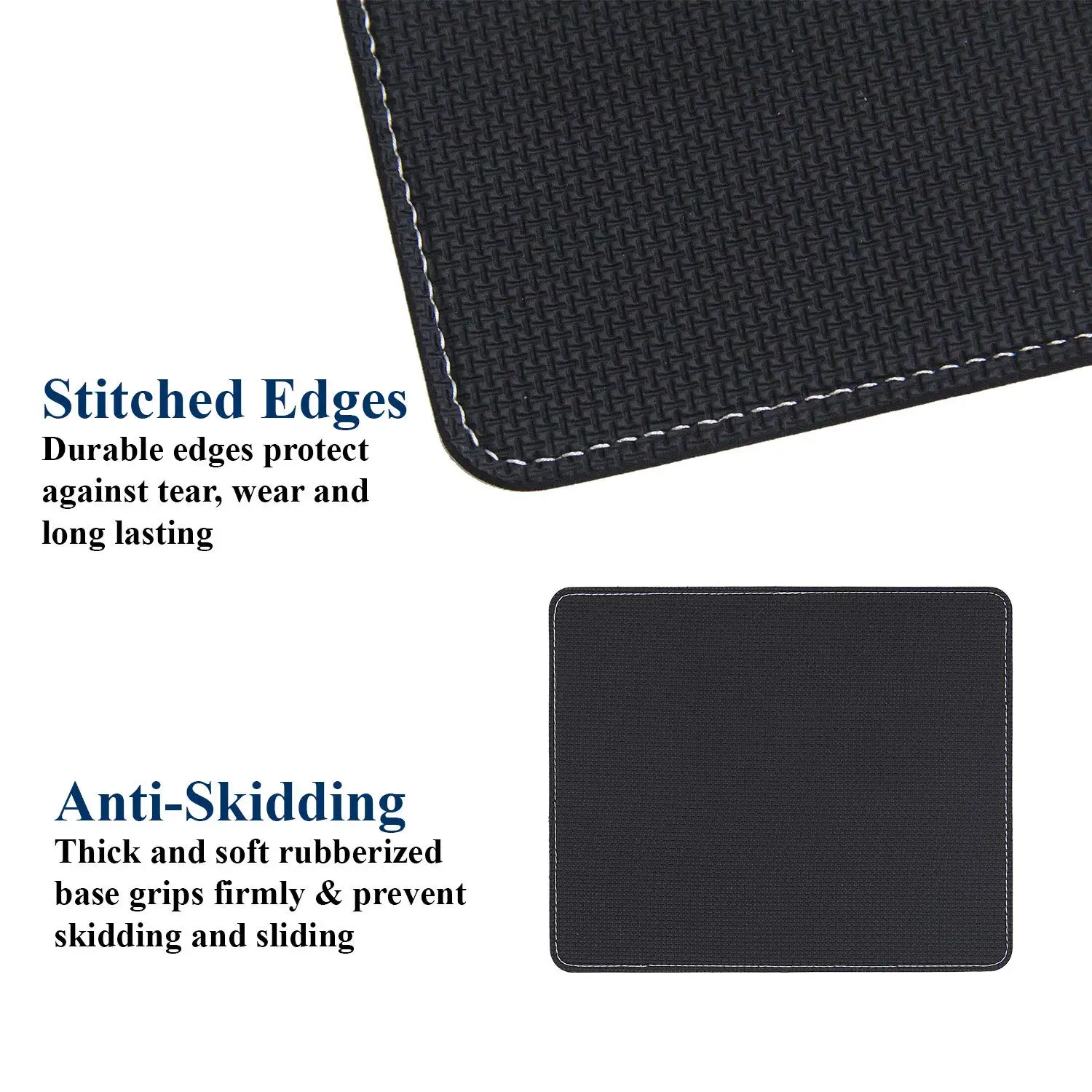 Leather Mouse Pad mats with Thick Rubber Base Smooth Surface Pad for Office Laptop PU mouse pad  Black