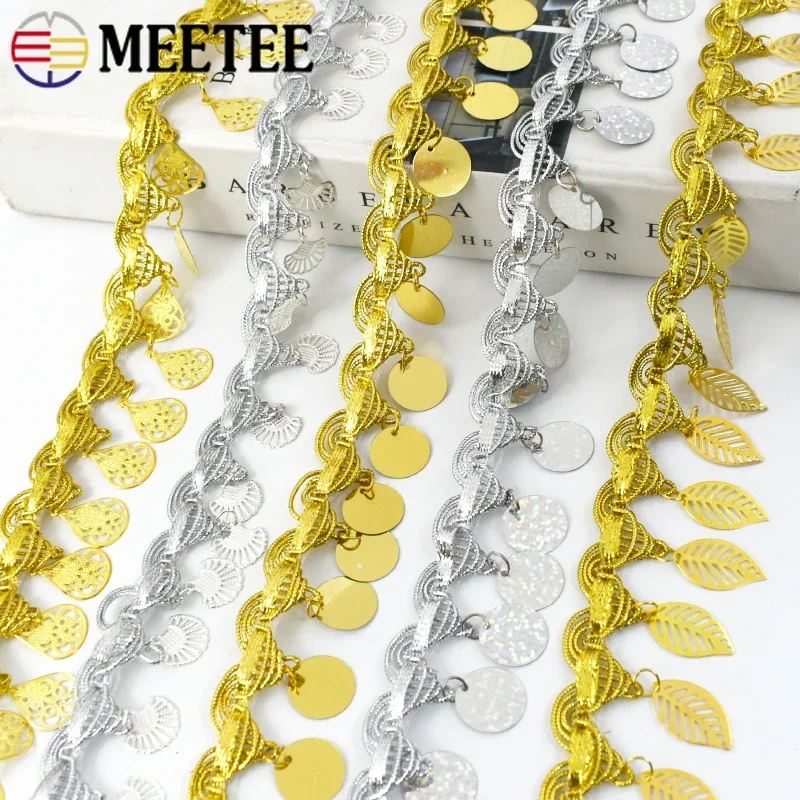 10Yards 3-5.5cm Sequin Tassel Fringe Trim Lace for Dance Dress Clothes Silver Gold Braid Decoration Ribbon DIY Sewing Accessory