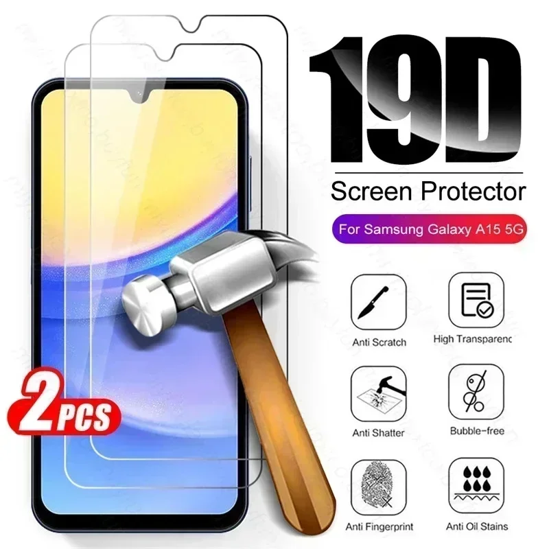 2PCS Tempered Glass Screen Protector For Samsung Galaxy A15 4G 5G Protect Glass Sumsung A 05 15 25 35 55 A05 A05s A25 A35 A55 5G