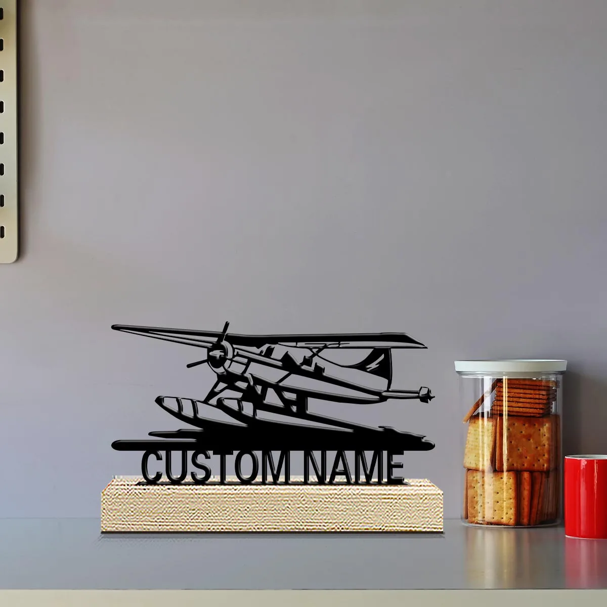 1pc Desktop Metal Ornaments Custom Content Equipped with Wooden Base Holiday Decoration Gifts,Desktop Statue Ornaments
