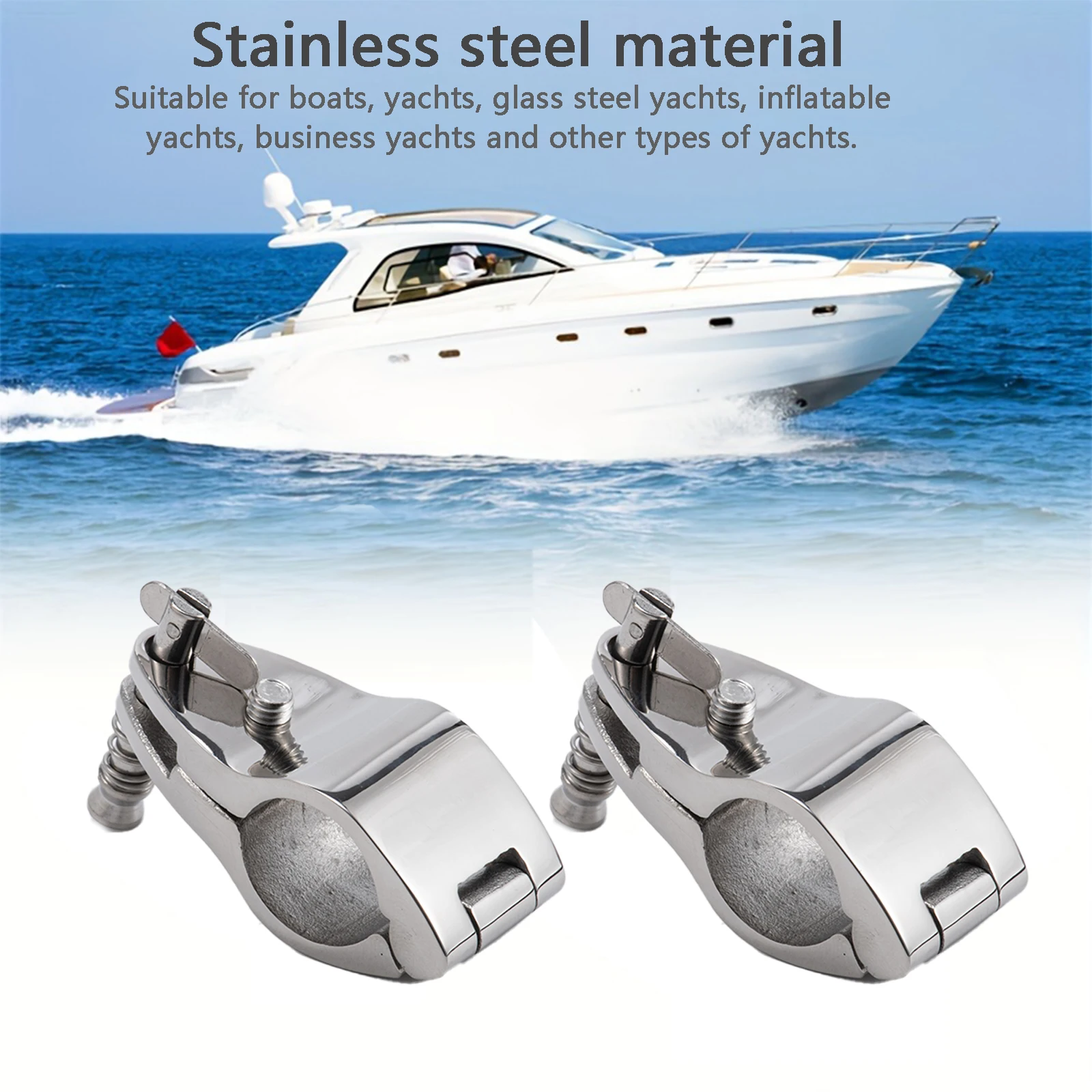 Goture 22/25mm Pin Pipe Clamps 316 Stainless Steel Pipe Clamps for Boat Bimini Top Hinged Jaw Slide Marine with Pin Screw Option