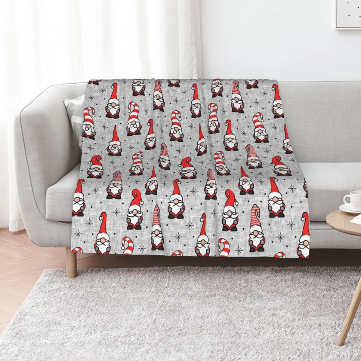 

Christmas Gnomes - grey Throw Blanket halloween for sofa Thermal Stuffeds Blankets