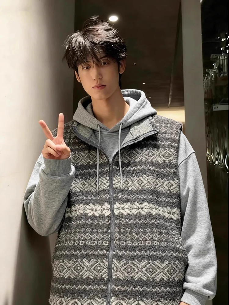 

Утепленный хлопковый жилет для мужчин: осенне-зимняя теплая куртка в американском ретро-стиле с воротником-стойкой, молодежный тренд