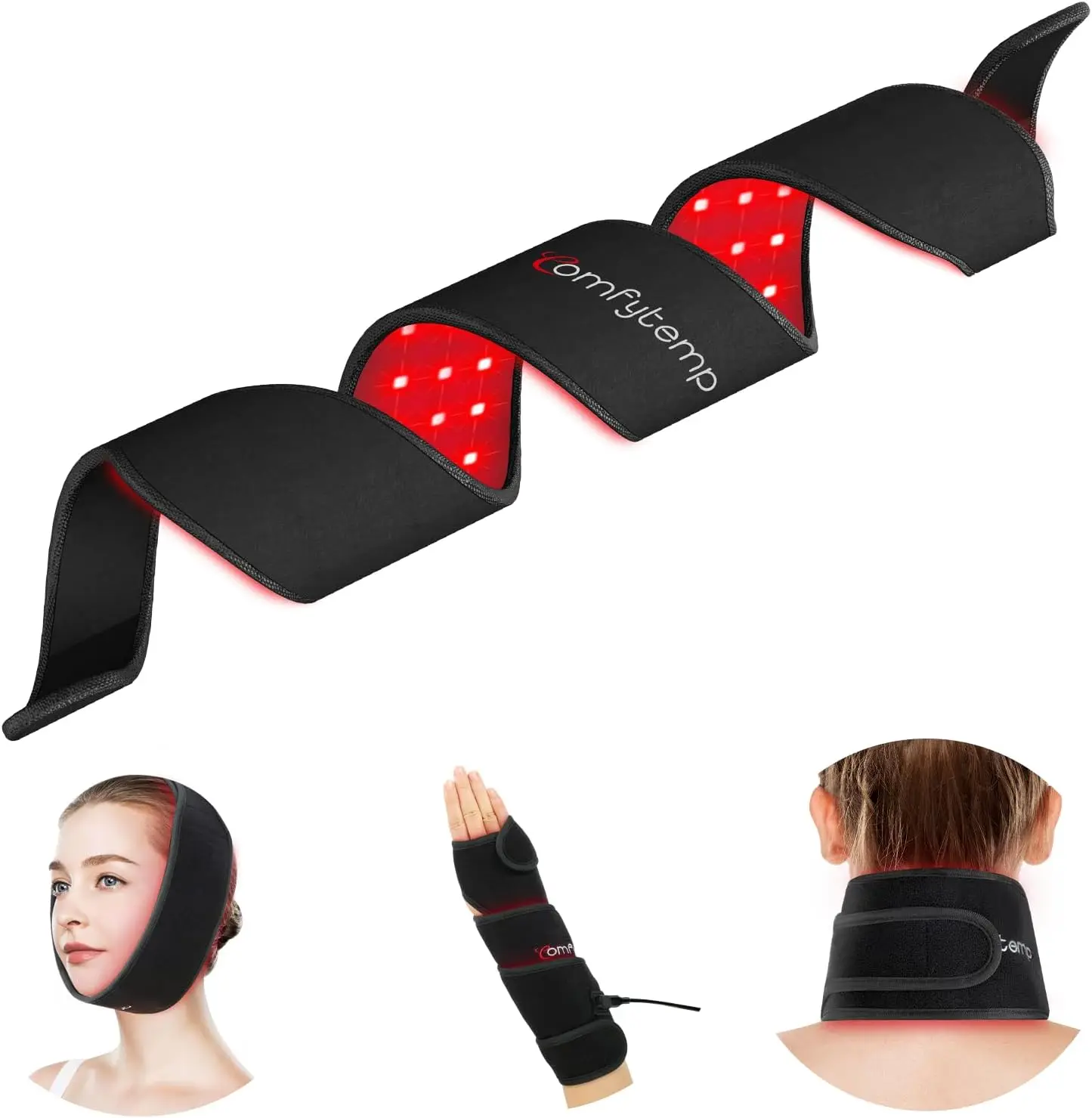 

Red Light Therapy Wrap for Body, 37'' Near Infrared Light Belt for Face Knee Ankle Pain Relief, 10W Wearable Wrap with