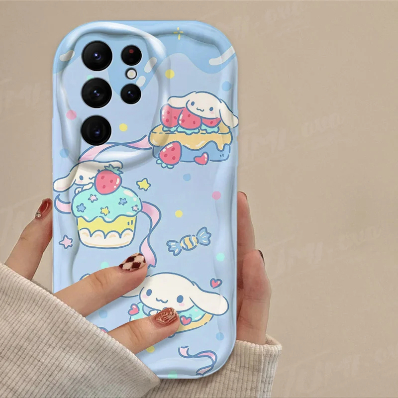 Hello Kitty Cinnamoroll 3D Wave Case For Samsung Galaxy A54 A34 A24 A14 A13 A53 A33 A73 A23 A52 A52S A32 A22 A12 A51 A71 Cover