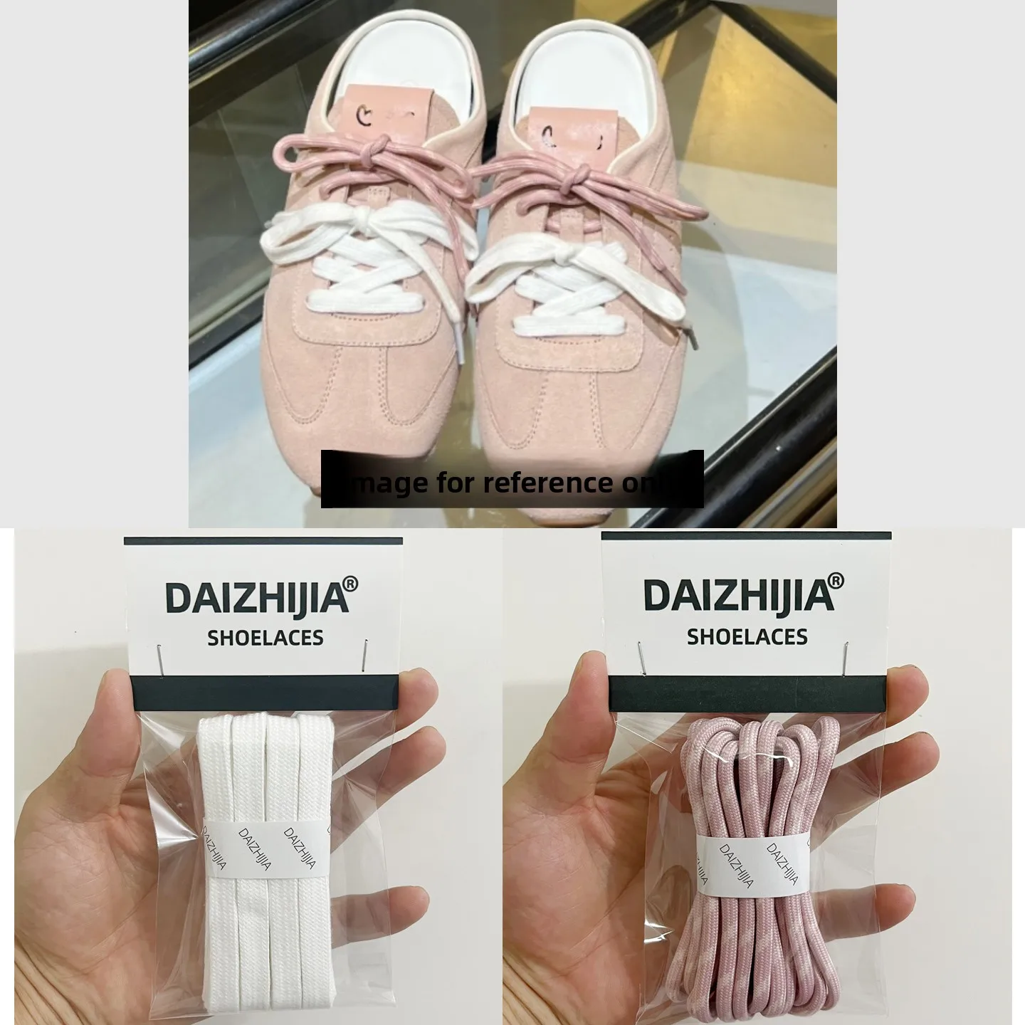White Laces for Alo De Xin Shoes Semi-Mueller round Flat Shoelaces Accessories for round Flat Shoes