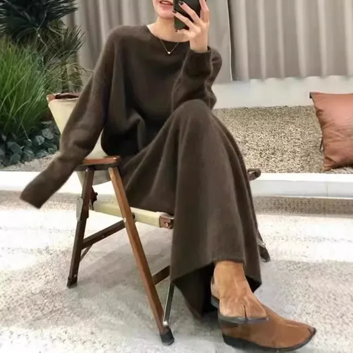 

Straight Skirt and Sweater Two-Piece Lazy Style Knitted Set - Women's Clothing