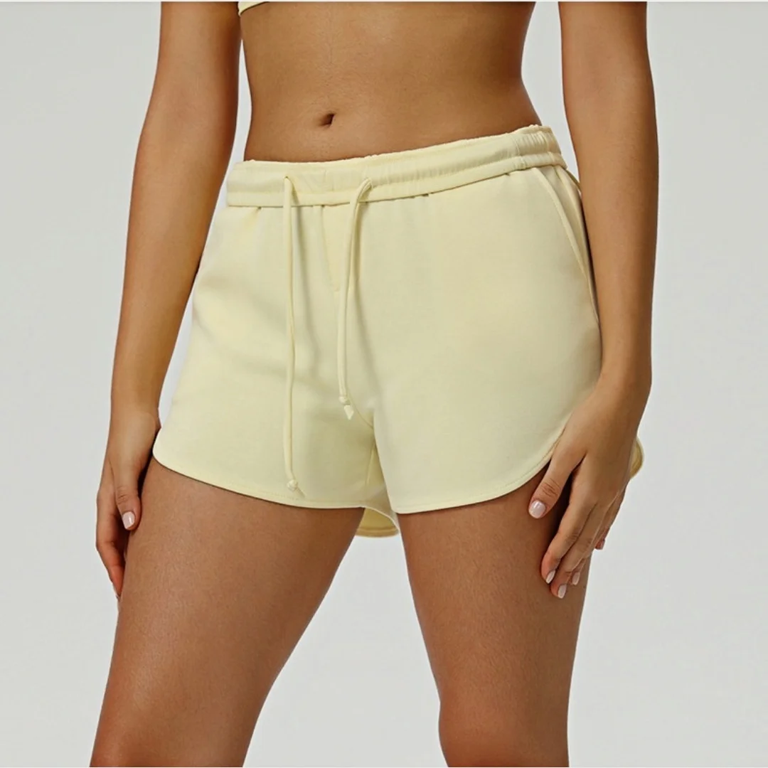 

Женские бесшовные спортивные шорты для йоги с дышащими карманами и шнурком, для фитнеса, бега, повседневных тренировок и занятий в спортзале