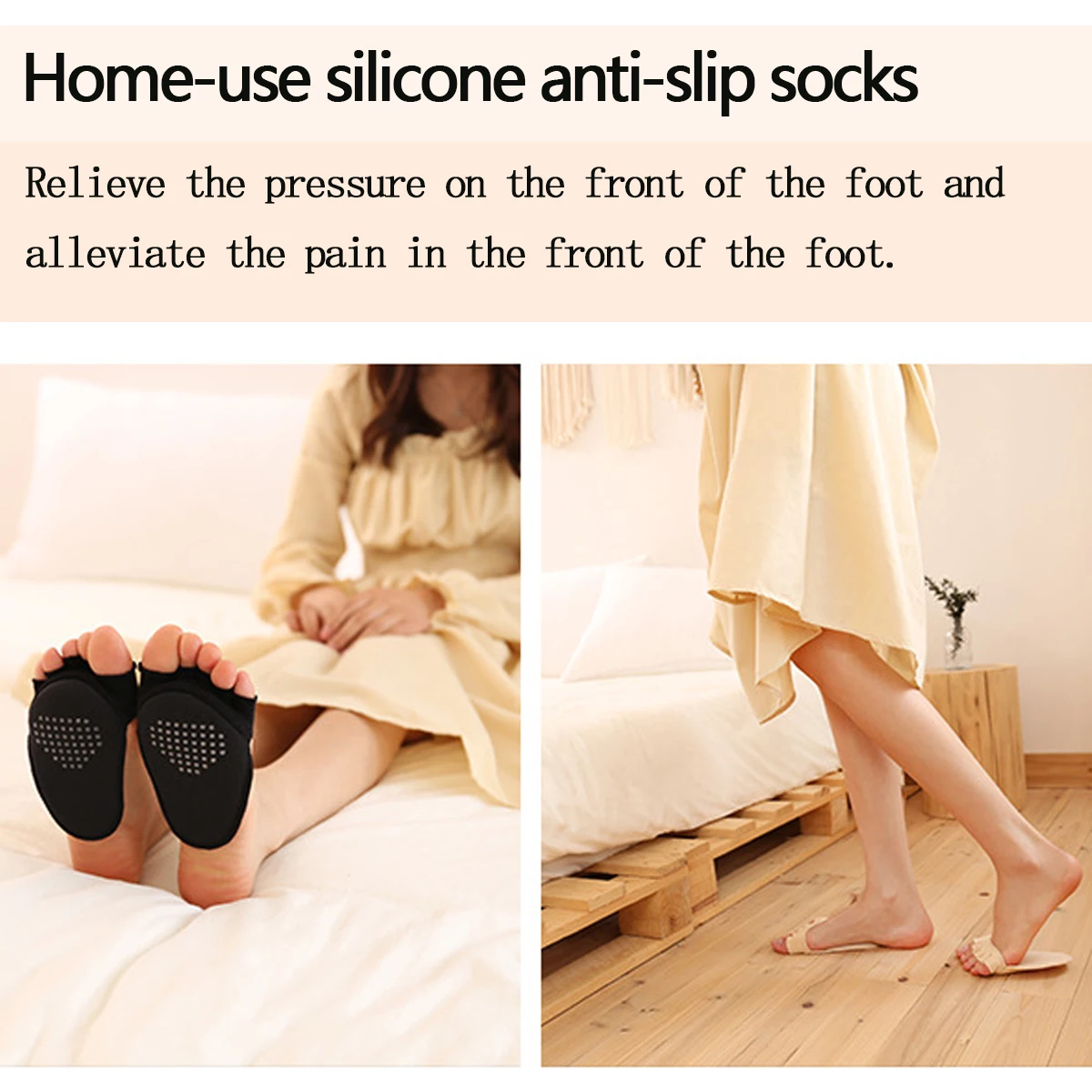 （2 pairs）0Invisible Toe Socks for High Heels | 5-Toe Separated, Breathable Bamboo Fiber, Anti-Blister & Non-Slip Forefoot Pads