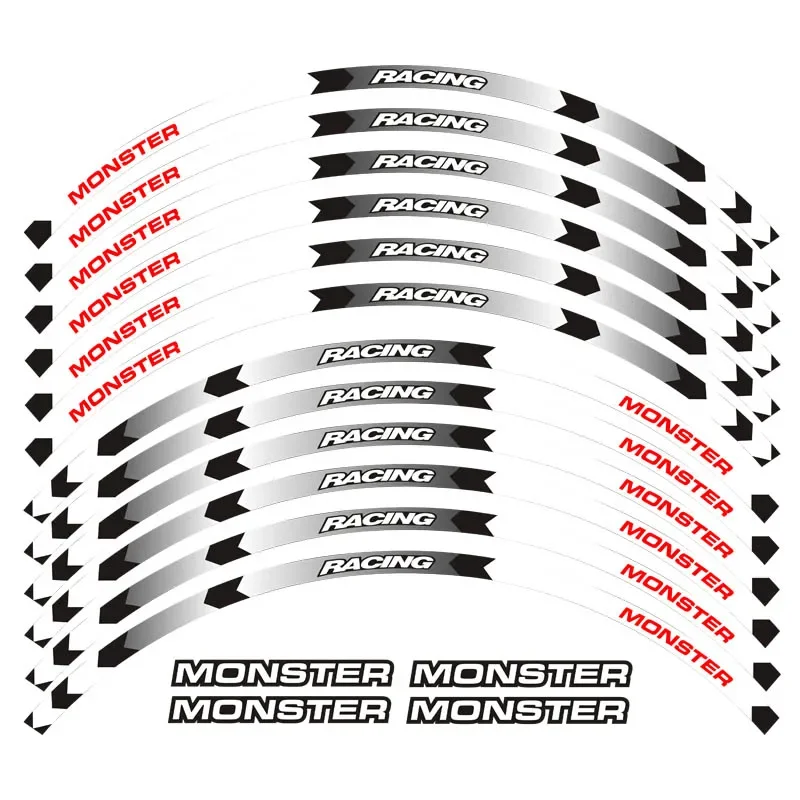 Motorcycle Wheel Sticker Decal Reflective Rim Suitable For DUCATI MONSTER 1200/S/R 821 796 696 1000 900 S4R S4 400 620 695