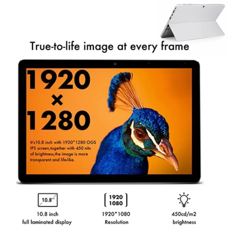 1920x1280 Resolution CWI559 10.8 Inch Windows 10 Tablet 4GB RAM 64GB ROM Intel Celeron N3450 CPU 8000mAh 1*Type-C Port