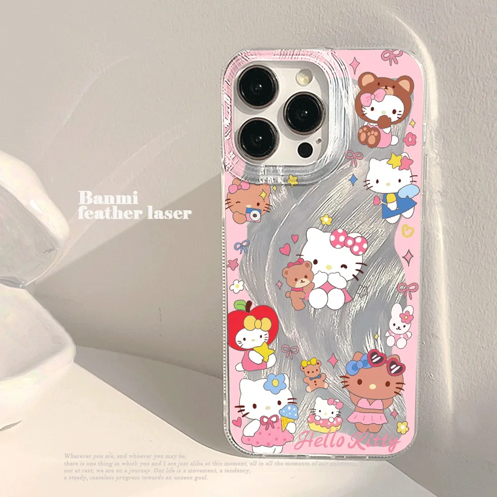 

Hello Kitty Feather Laser Silicone Phone Case for Galaxy S26 S25 S24 S22 S21 Ultra Plus A26 A34 A35 A36 A53 A54 A55 A56 Cover