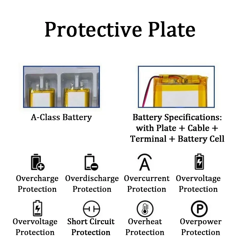 503035 Polymer Battery 3.7V 500mAh Lithium 3Volt Li Po Ion Lipo Rechargeable Batteries for Dvd GPS Navigation