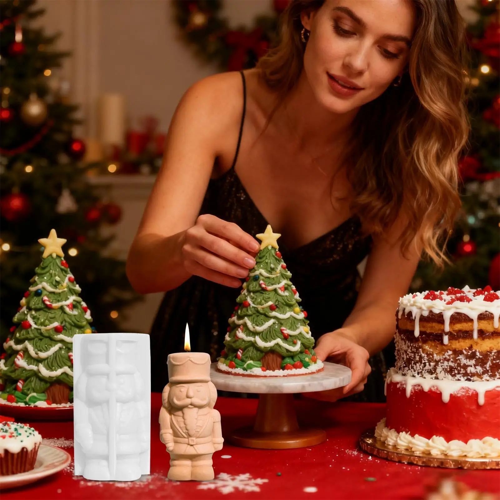 

Christmas Silicone Molds Nutcracker Non-Stick Craft Supplies Christmas Molds Silicone Candle Resin Casting For Wax Plaster Epoxy