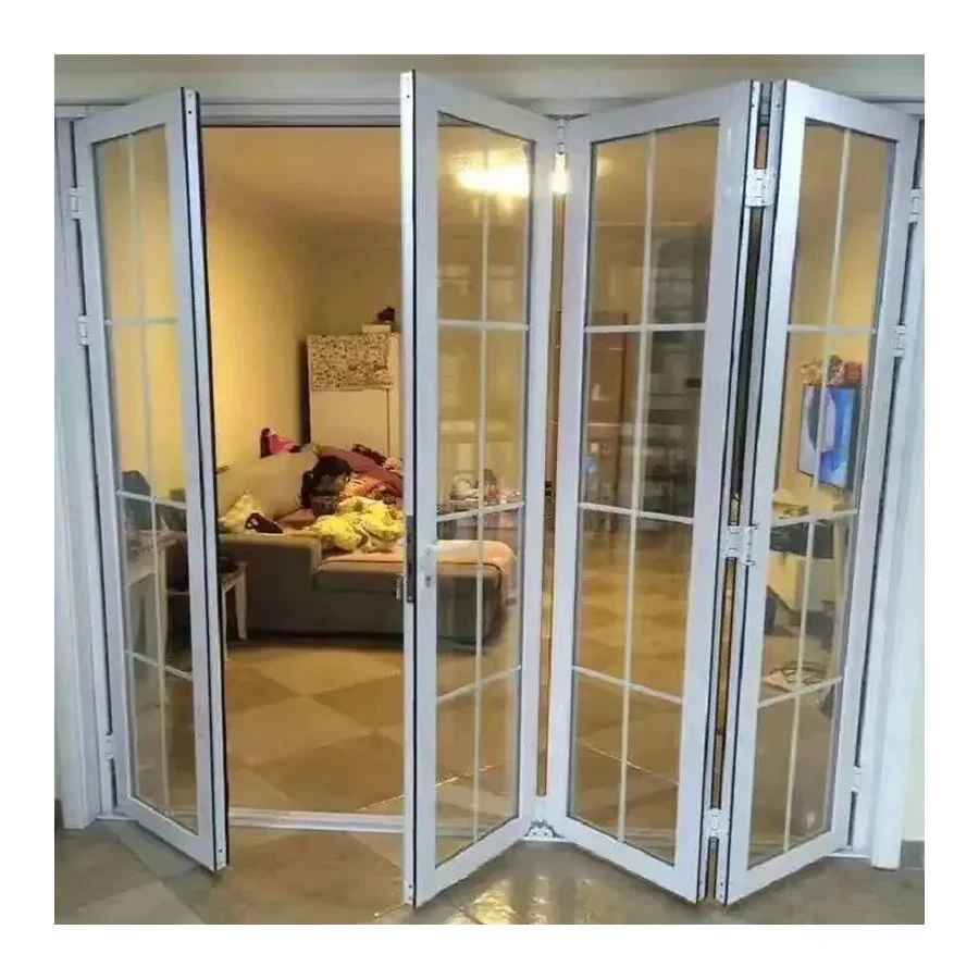 DRUET Minimalist Bi-Fold Doors Regular Frame Folding Door  Frameless Sliding Folding Glass Doors