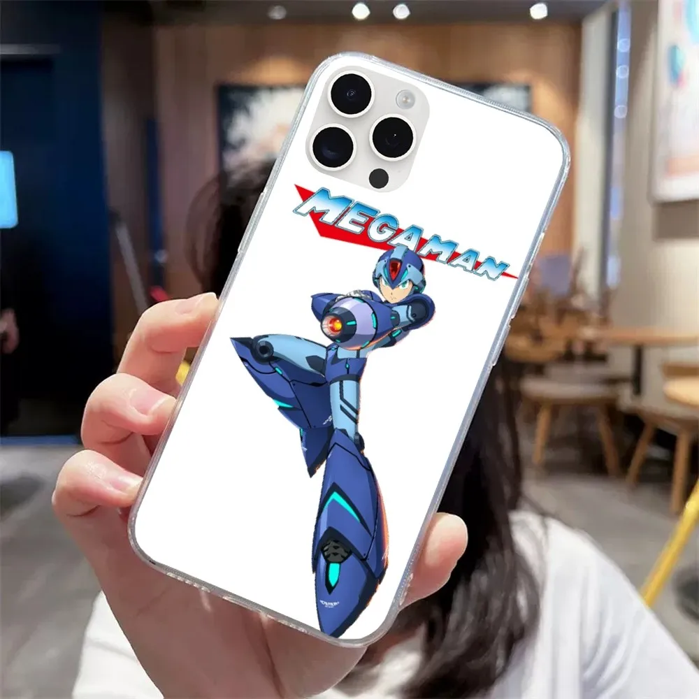 Game R-Rockman M-Megaman Phone Case For Samsung Galaxy S23 S22 Ultra Plus Note 20 Ultra10 Plus A71 70 A52 Transparent Phone Case