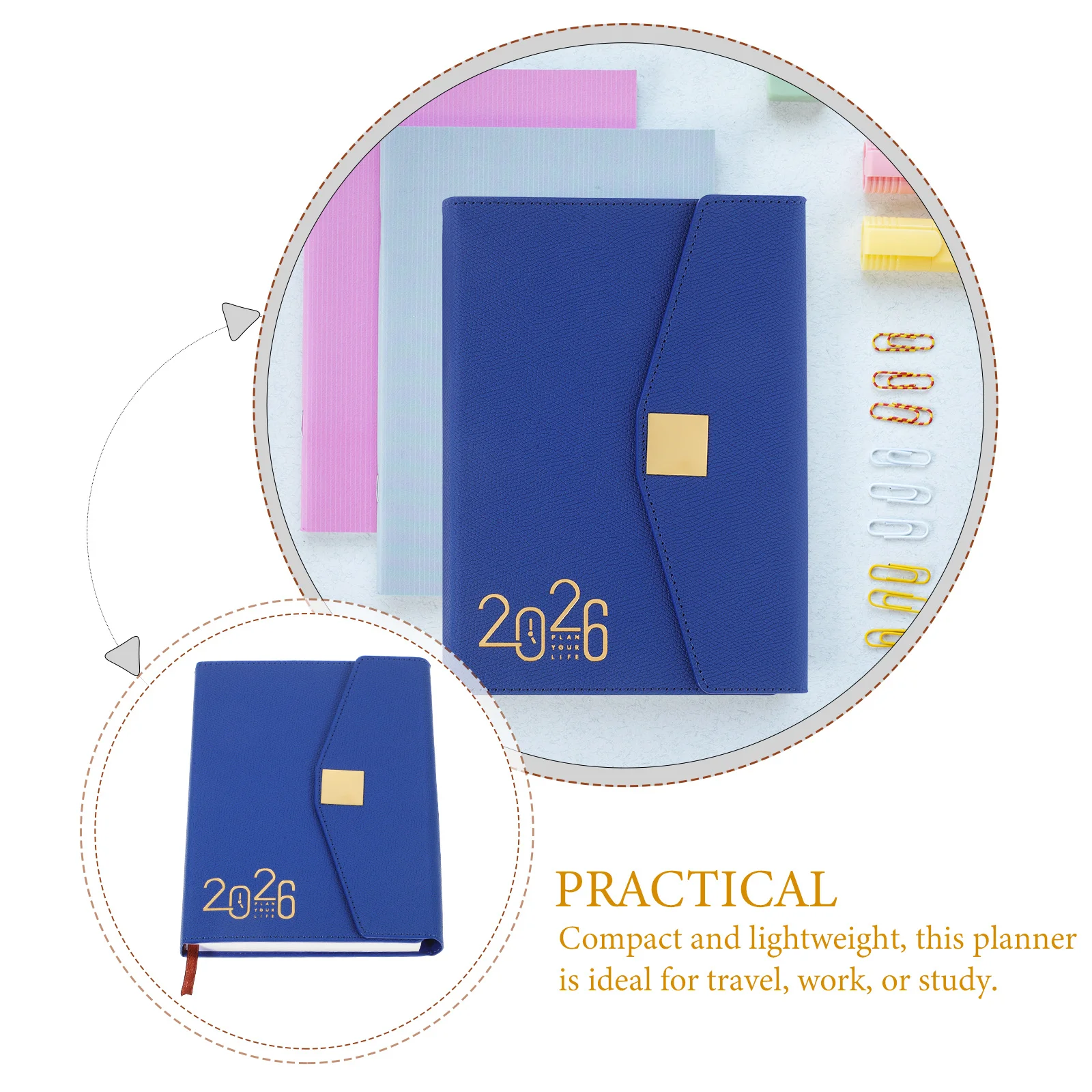 2026 Agenda annuale Organizzatore di pianificazione giornaliera Diario accademico portatile per professionisti Studenti Task Appointment Tracker