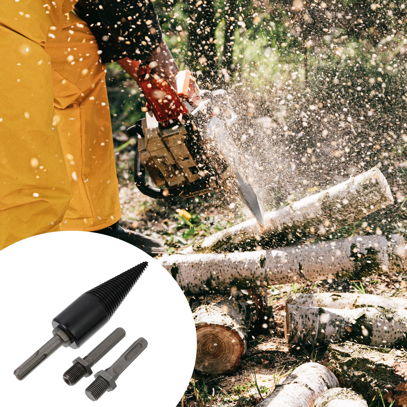 

1 Set Firewood Kindling Splitter Screw Wood Splitter Drill Bit For Electric Drill Log Splitting Tool With 3 Handles Woodworking